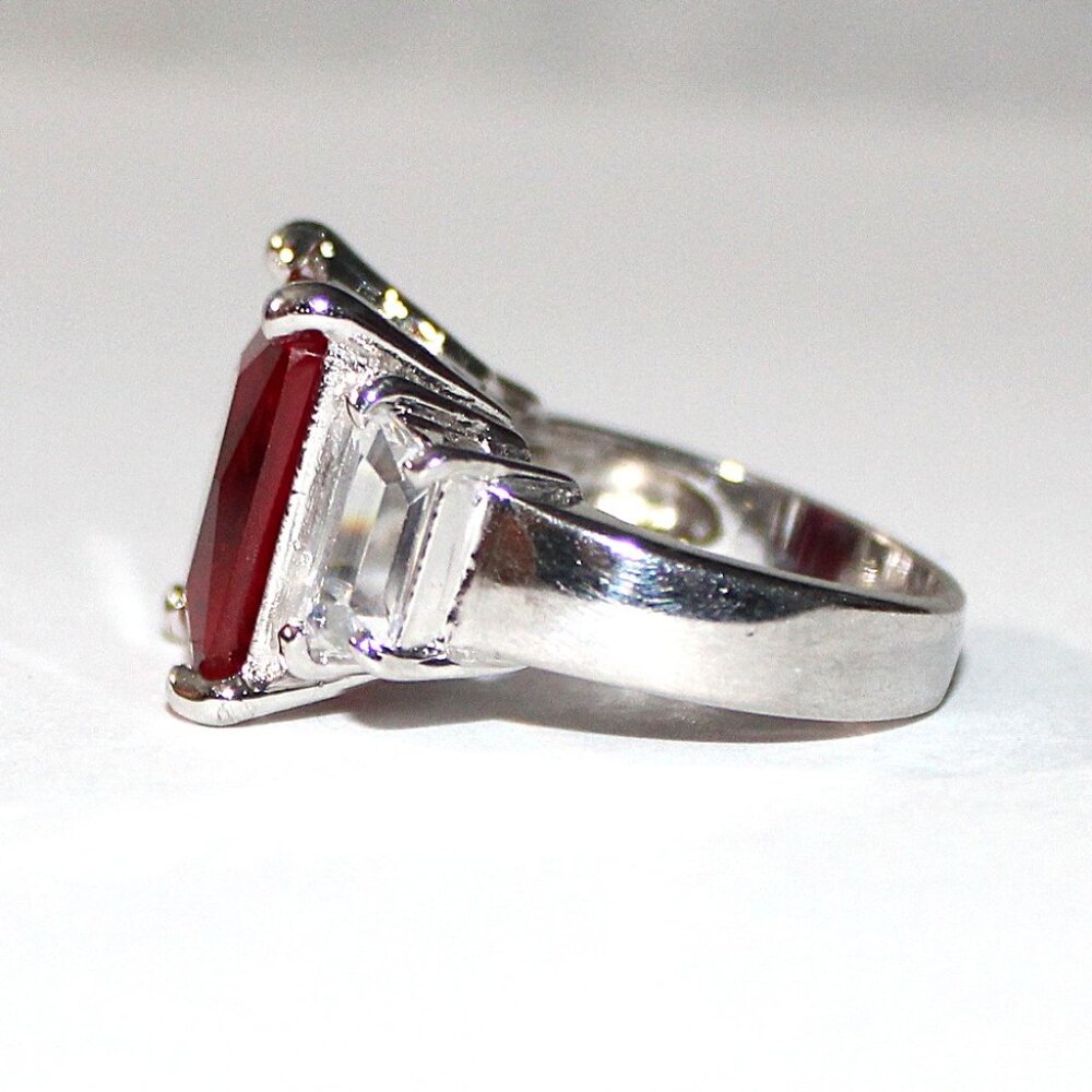 Sterling Silver Lab Created Ruby Ring - image 2